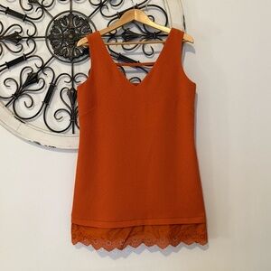 Sandro Paris Burnt Orange Textured Sleeveless Top Size US Medium